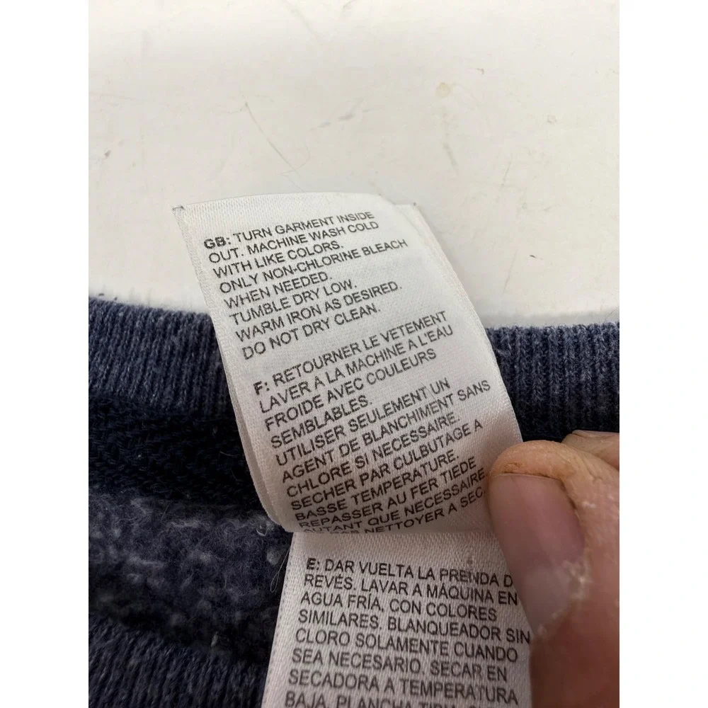 The North Face Men's Blue‎ Crewneck Sweatshirt Size Small - Orange Logo Pullover